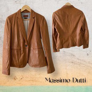 COPY - Massimo Dutti Camel Leather Jacket - Stylish and Timeless